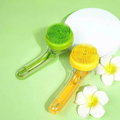 2-in-1 Pet Grooming Brush: Massage & Bath Scrubbing Tool for Dogs and Cats - Gentle Exfoliating and Lathering for Soothing Wash