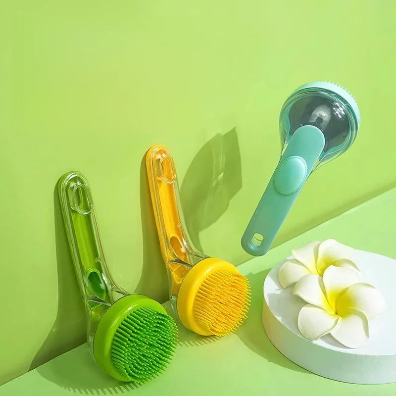 2-in-1 Pet Grooming Brush: Massage & Bath Scrubbing Tool for Dogs and Cats - Gentle Exfoliating and Lathering for Soothing Wash