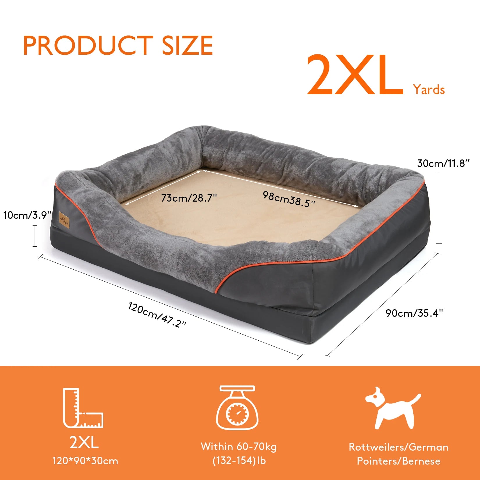 Large Dog Bed Soft Comfortable Anti Allergy Warm Fleece Removable Washable Cover Pet Bed Waterproof